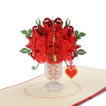 Load image into Gallery viewer, Rose Bouquet with Unique Heart Pop Up Card