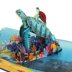 Load image into Gallery viewer, Blue Mommy and Baby Turtles Pop Up Card