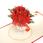 Load image into Gallery viewer, Rose Bouquet with Unique Heart Pop Up Card