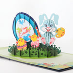 Load image into Gallery viewer, Naughty Blue Bunny Easter Pop Up Card