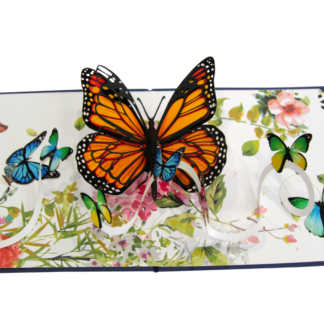 Colorful Monarch Butterflies Pop Up Card