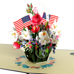 Load image into Gallery viewer, Flower Basket with America Flag Pop Up Card