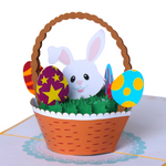 Load image into Gallery viewer, Basket and Funny Face Bunny Easter's Day Pop Up Card