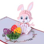 Load image into Gallery viewer, Pink Bunny with Egg Easter's Day Pop Up Card