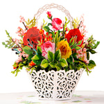 Load image into Gallery viewer, Red Rose Basket Pop Up Card