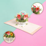 Load image into Gallery viewer, Red Rose Basket Pop Up Card