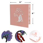 Load image into Gallery viewer, Kissing Couple on Purple Heart Wisteria Pop Up Card