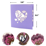 Load image into Gallery viewer, Kissing Couple on Purple Heart Wisteria Pop Up Card