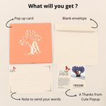 Load image into Gallery viewer, Kissing Couple on Purple Heart Wisteria Pop Up Card