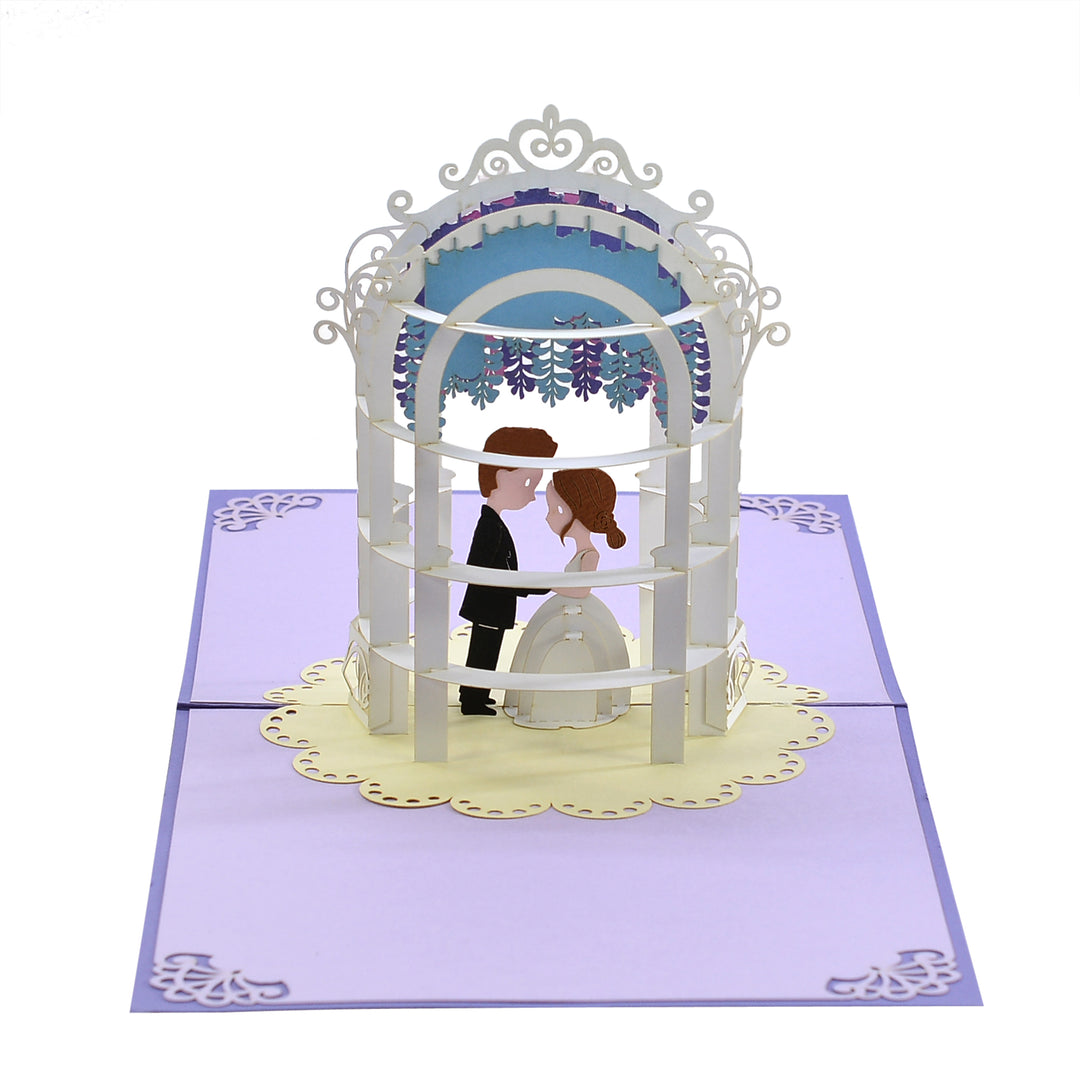 Bride & Groom Holding Hand Pop Up Card