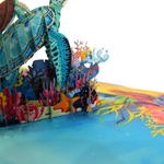 Load image into Gallery viewer, Blue Mommy and Baby Turtles Pop Up Card