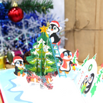 Load image into Gallery viewer, Adorable Penguin and Christmas Tree Pop Up Card