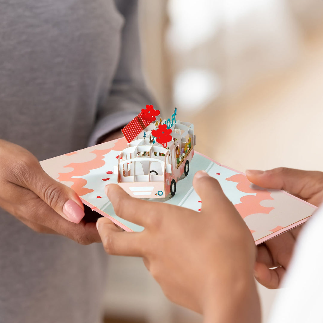 Flower Power Bus Pop Up Card