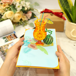 Load image into Gallery viewer, Tropical Drink Watermelon Lemon Pop Up Card