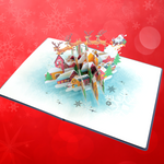 Load image into Gallery viewer, Santa Sleigh & Reindeer Christmas Pop Up Card