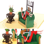 Load image into Gallery viewer, Lovely Reading Girl Pop Up Card