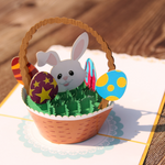 Load image into Gallery viewer, Basket and Funny Face Bunny Easter's Day Pop Up Card
