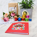 Load image into Gallery viewer, Red Cardinal and Poinsettia Pop Up Card