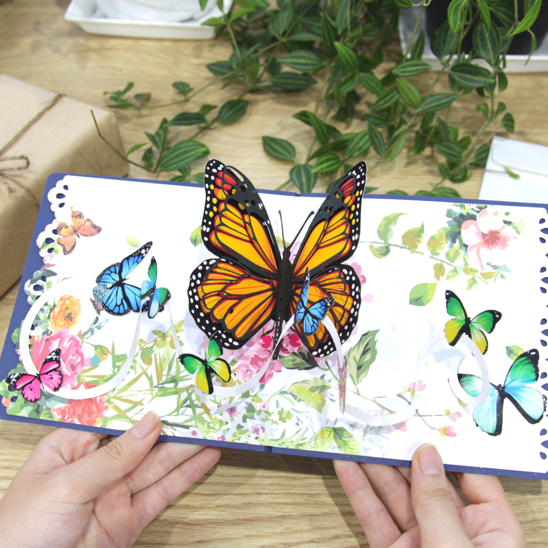 Colorful Monarch Butterflies Pop Up Card