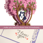 Load image into Gallery viewer, Kissing Couple on Purple Heart Wisteria Pop Up Card