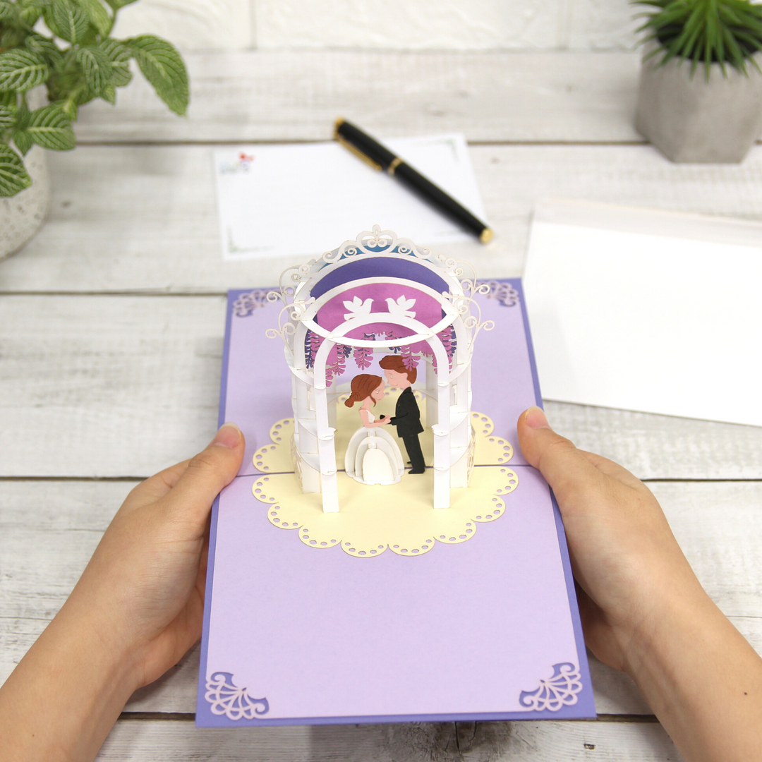 Bride & Groom Holding Hand Pop Up Card