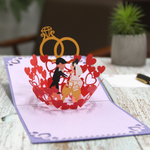 Load image into Gallery viewer, Bride and Groom Kiss in Wedding Party Pop Up Card