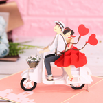 Load image into Gallery viewer, Romantic Couple on Vespa Pop Up Card