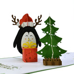 Load image into Gallery viewer, Penguin And Christmas Tree Pop Up Card