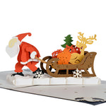 Load image into Gallery viewer, Funny Santa & Reindeers Christmas Pop Up Card