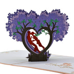 Load image into Gallery viewer, Kissing Couple on Purple Heart Wisteria Pop Up Card