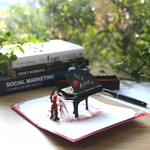 Load image into Gallery viewer, Lovely Girl Playing Piano Pop Up Card