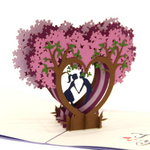 Load image into Gallery viewer, Kissing Couple on Purple Heart Wisteria Pop Up Card