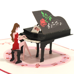 Load image into Gallery viewer, Lovely Girl Playing Piano Pop Up Card