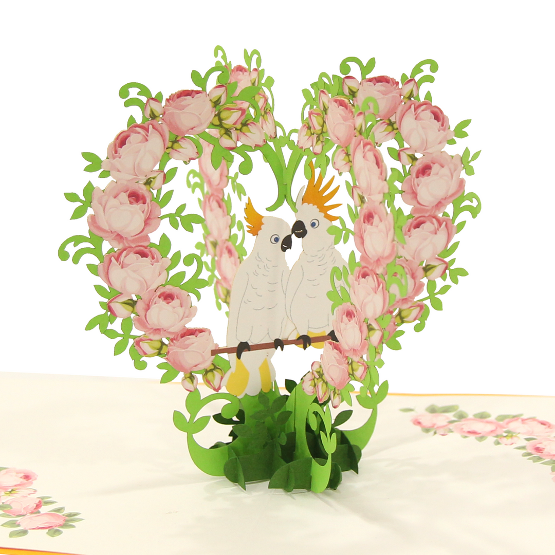 Romantic Cockatoo Couple Pop Up Card