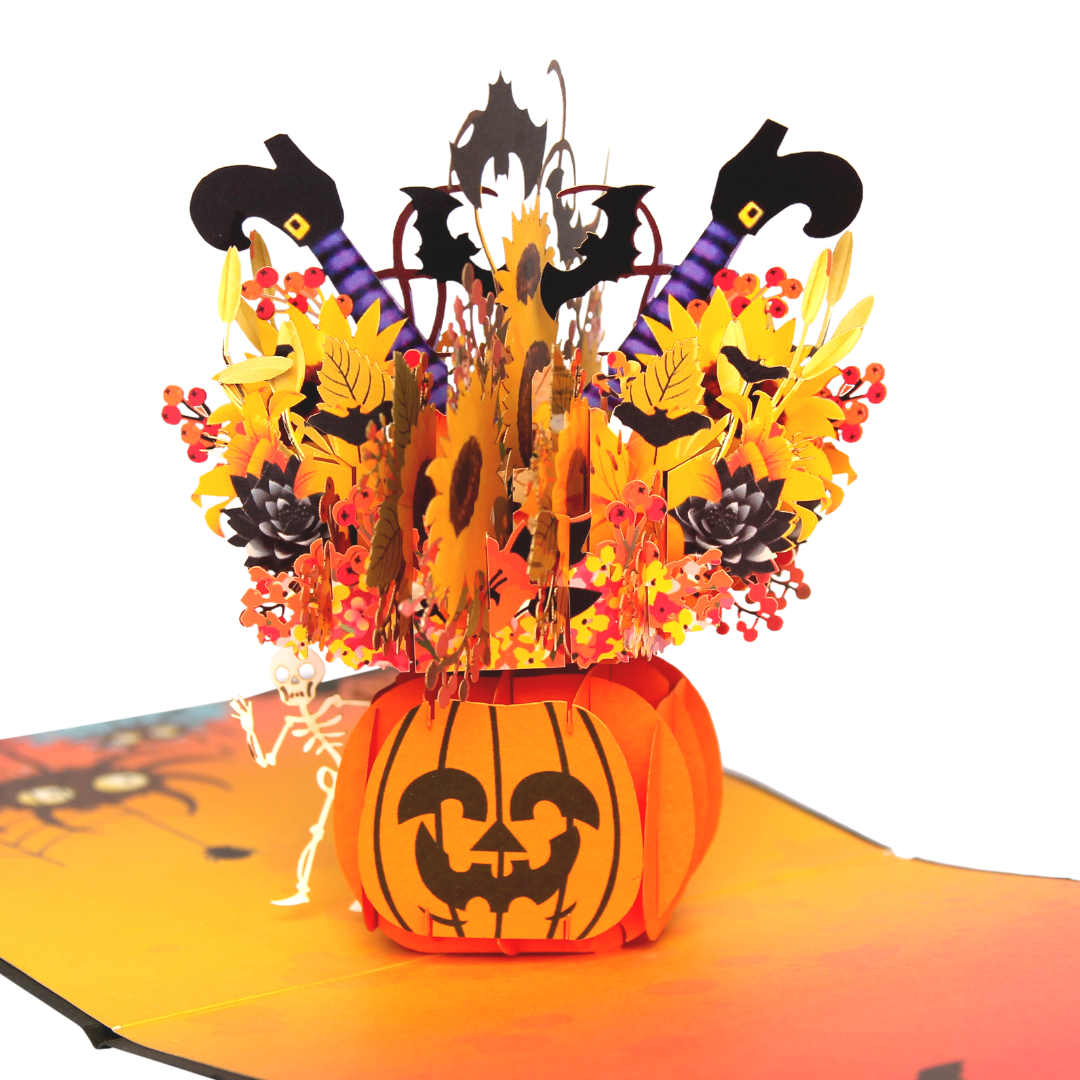 Sunflowers Pumpkin Halloween Pop Up Card
