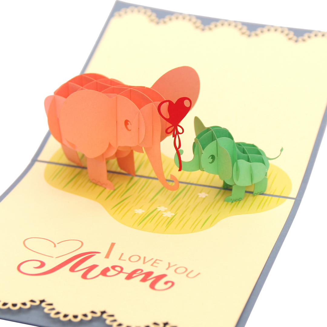 Adorable Elephants Baby Mom Pop Up Card