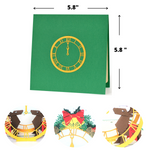 Load image into Gallery viewer, Reindeers &amp; Clock Christmas Pop Up Card
