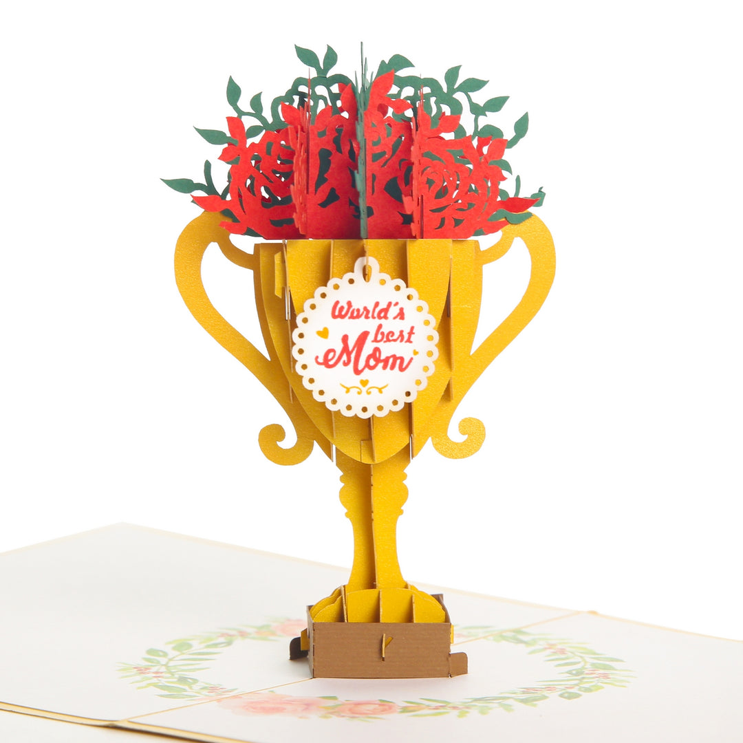 World Best Mom Trophy Pop Up Card