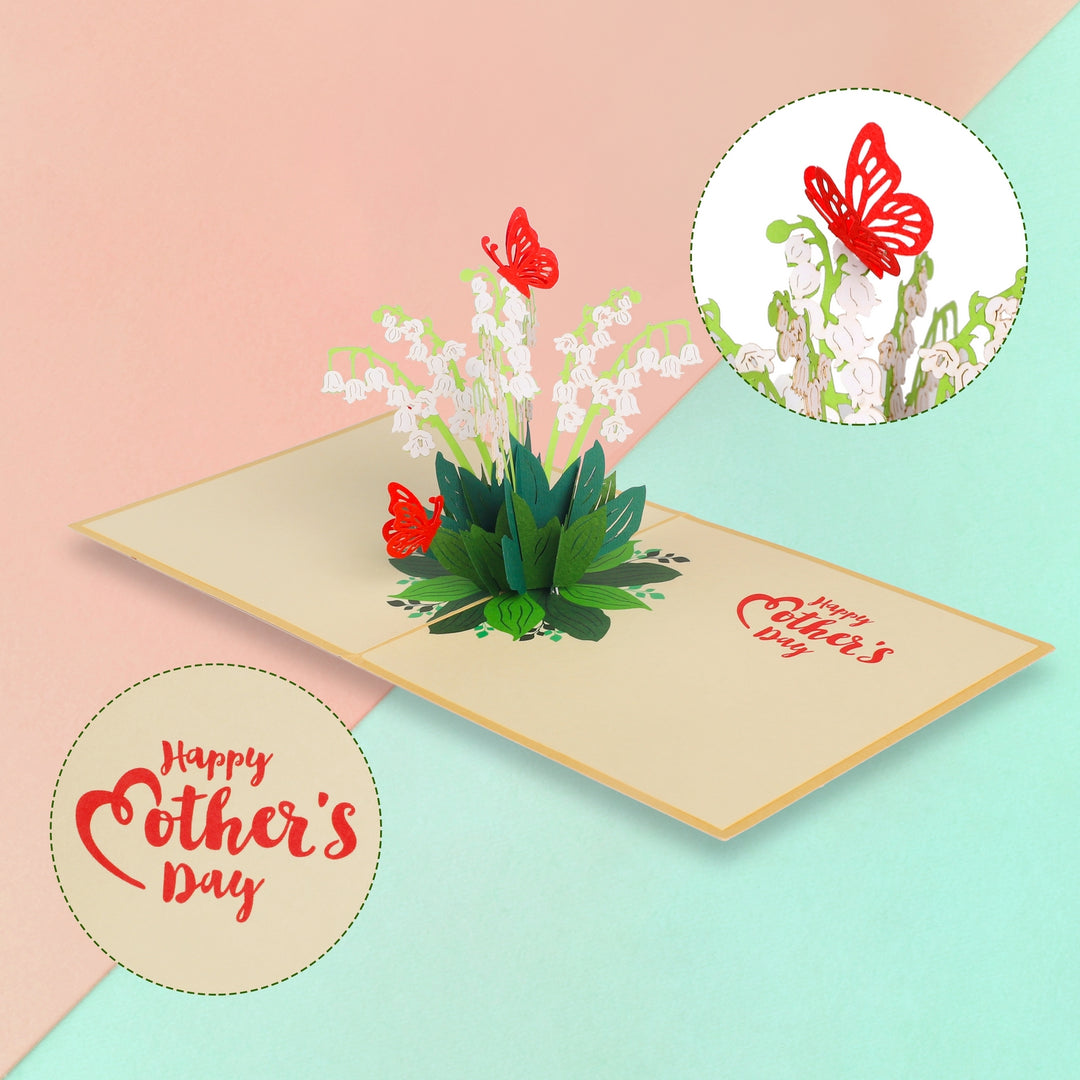 3D Lily of the Valley Flowers Pop Up Card