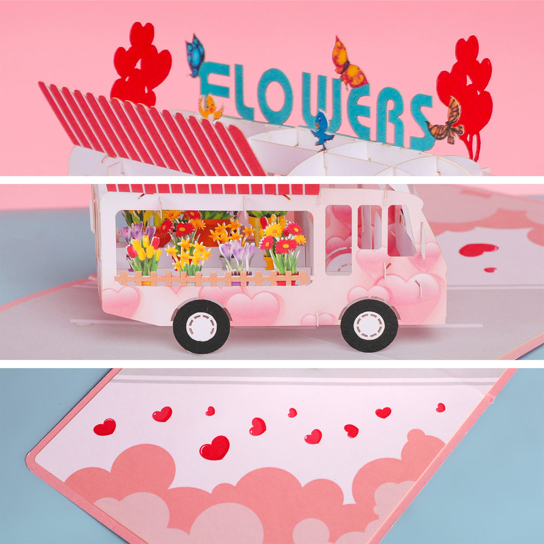 Flower Power Bus Pop Up Card