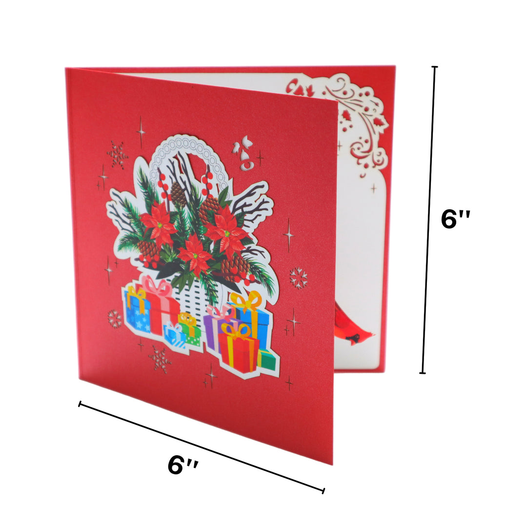 Red Cardinal and Poinsettia Pop Up Card