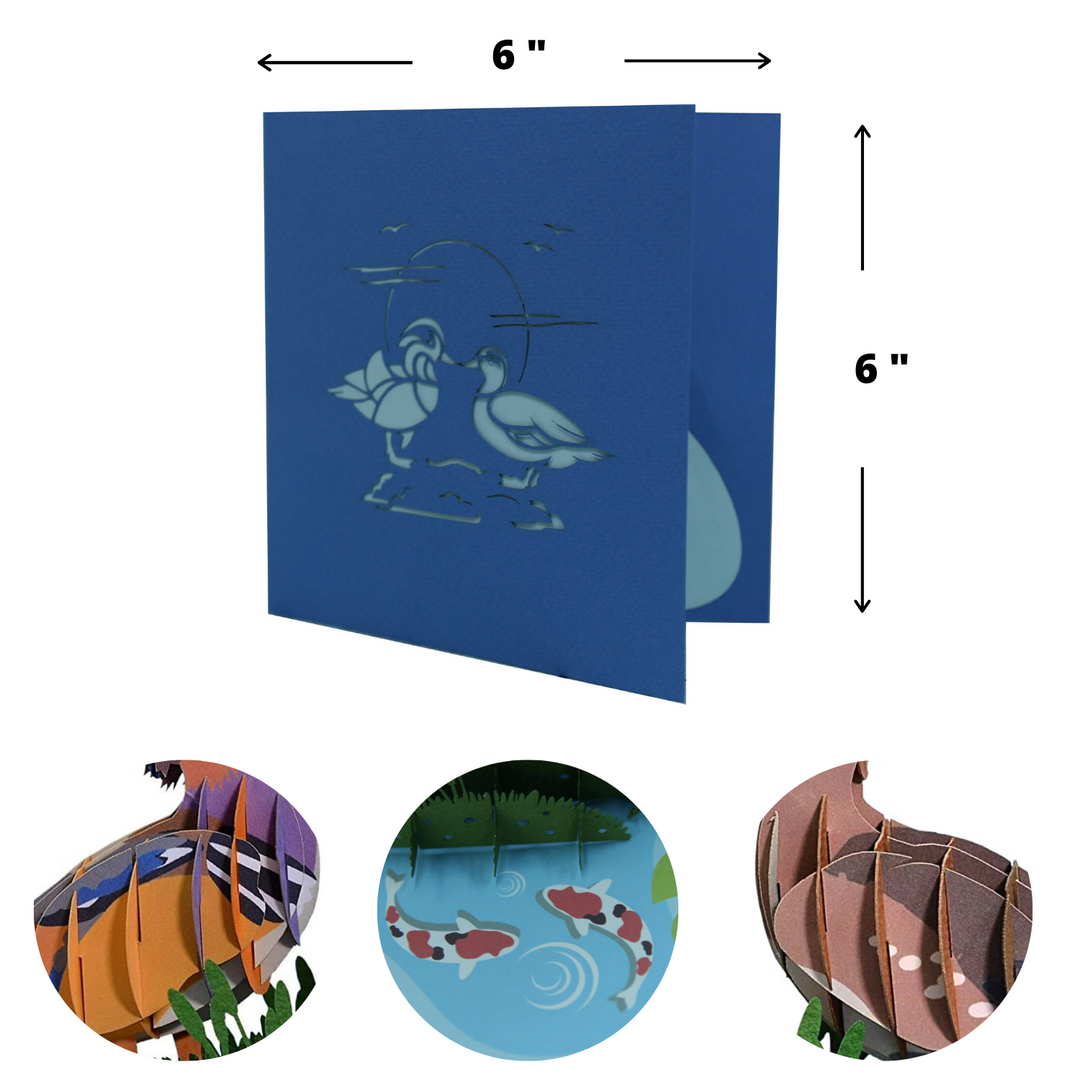 Mandarin Duck Couple Pop Up Card