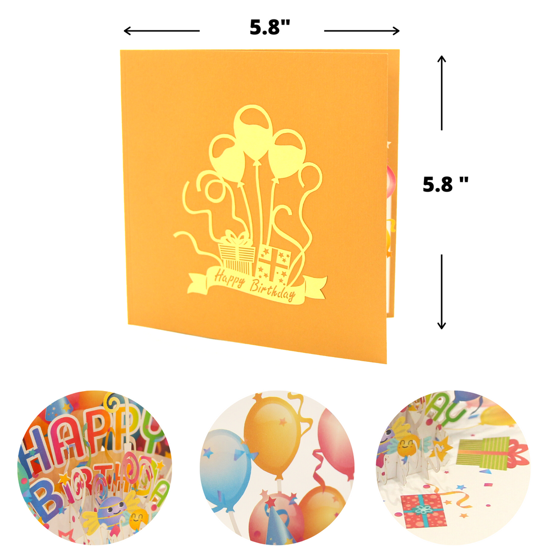 Happy Birthday with Balloons Pop Up Card