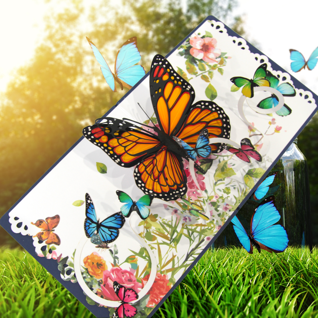 Colorful Monarch Butterflies Pop Up Card