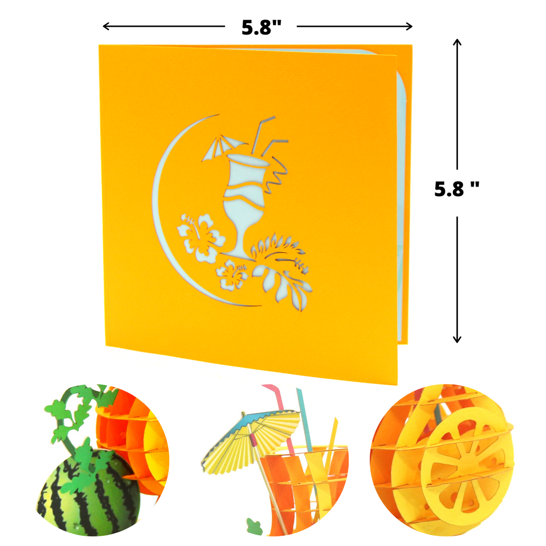Tropical Drink Watermelon Lemon Pop Up Card