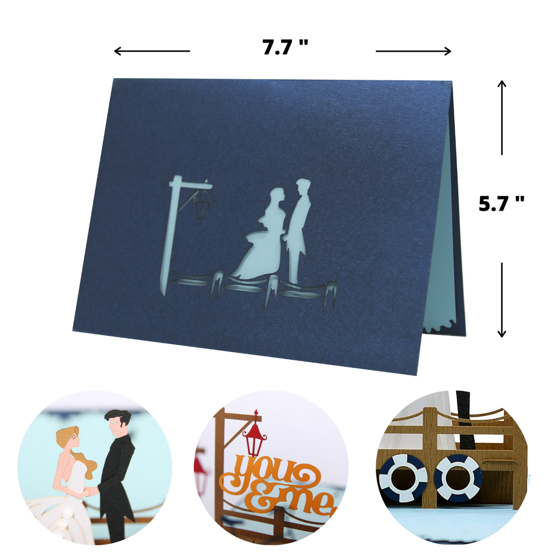 Romantic Bride & Groom on the Quay Pop Up Card