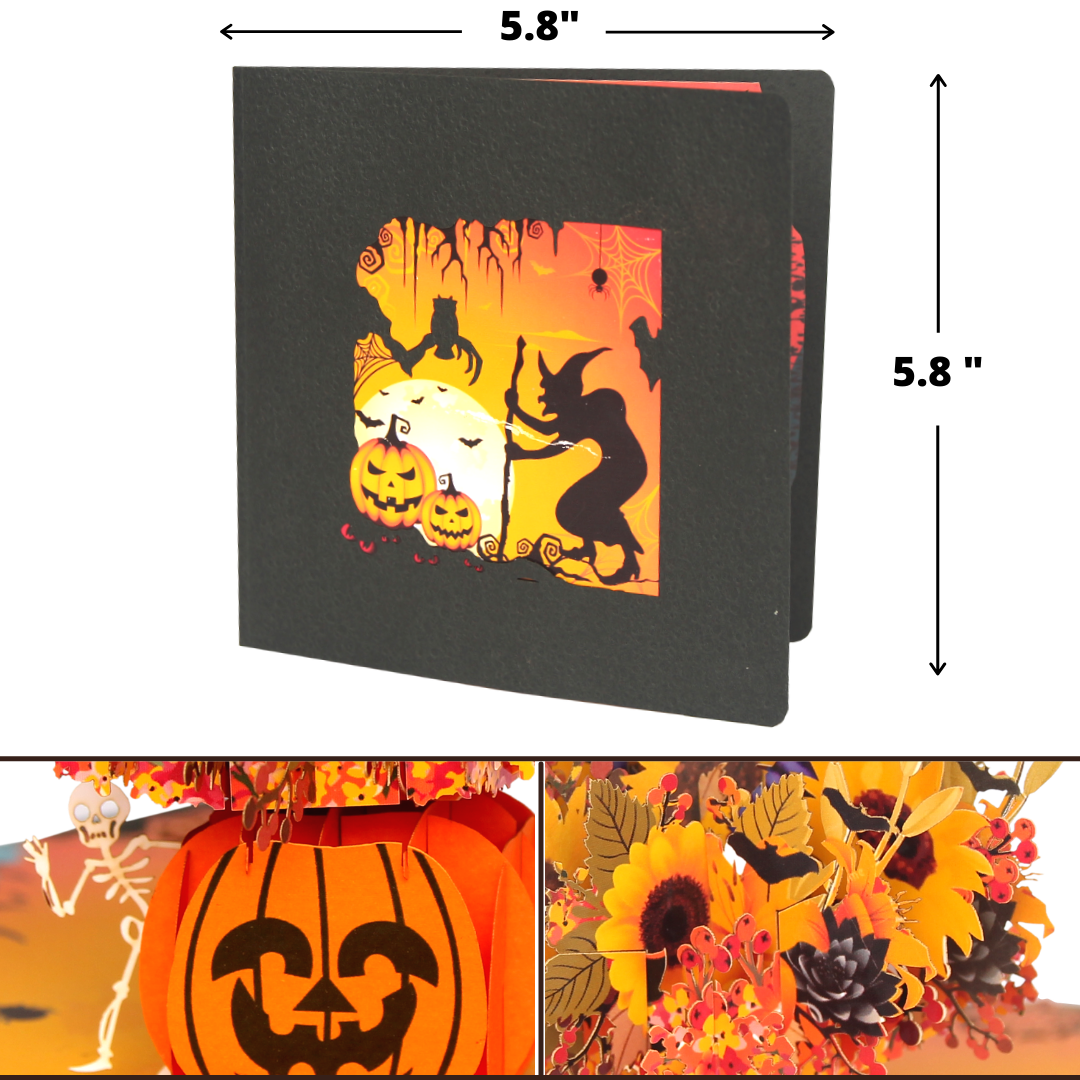 Sunflowers Pumpkin Halloween Pop Up Card