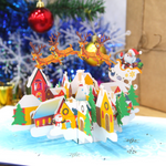 Load image into Gallery viewer, Santa Sleigh &amp; Reindeer Christmas Pop Up Card
