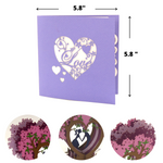 Load image into Gallery viewer, Kissing Couple on Purple Heart Wisteria Pop Up Card
