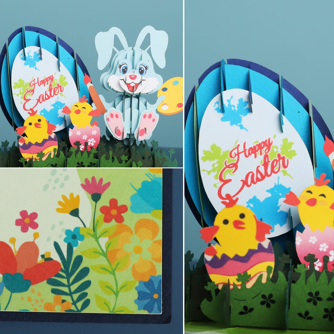 Naughty Blue Bunny Easter Pop Up Card